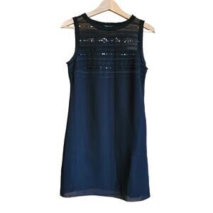 Banana Republic Dress Black Mesh Sequin Size 2